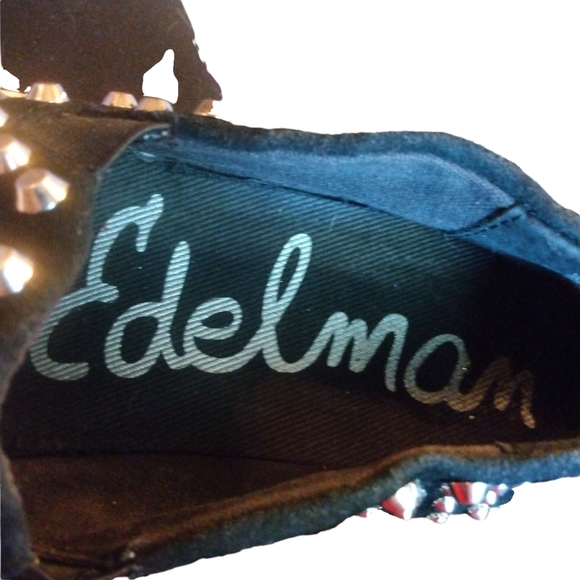 SAM EDELMAN Black w/Silver Studs Slip-on Sneakers Size 6M - Picture 4 of 7